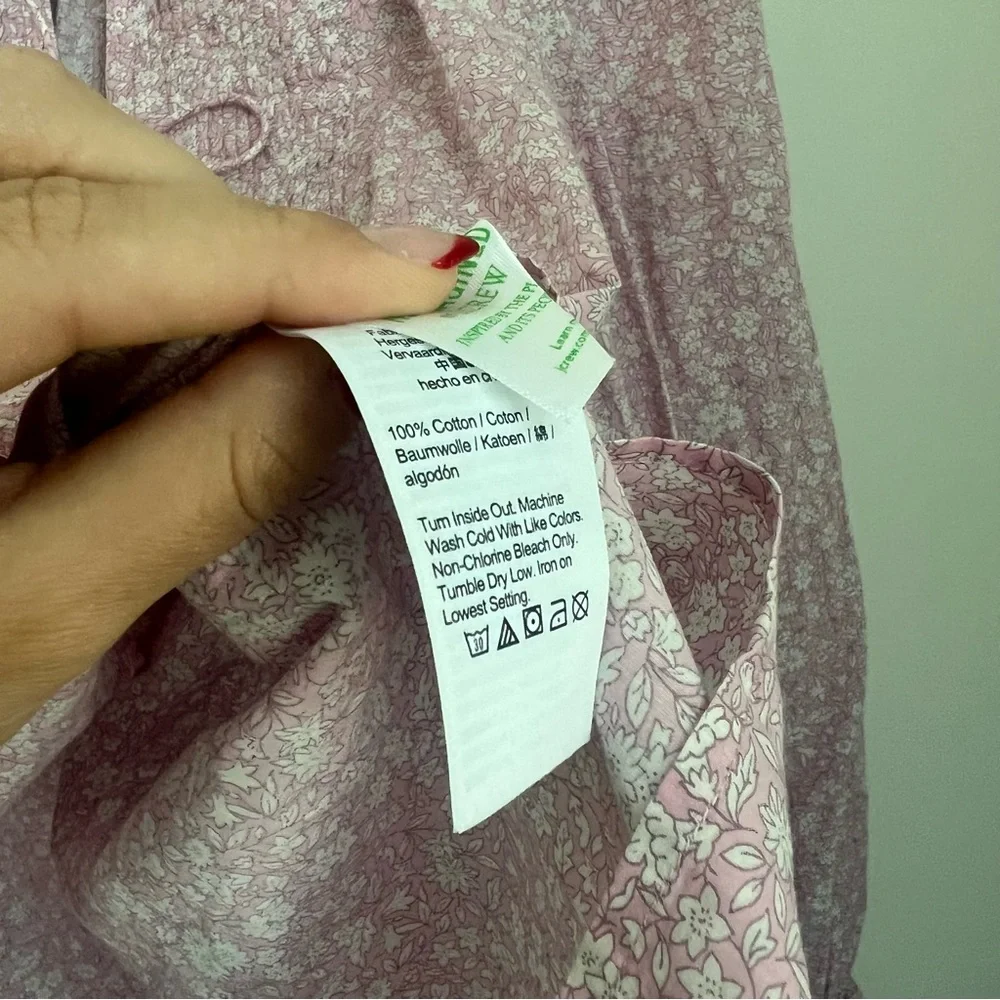 J Crew Liberty Scallop Poplin Popver Top Flower Market Pink Floral Women's XS